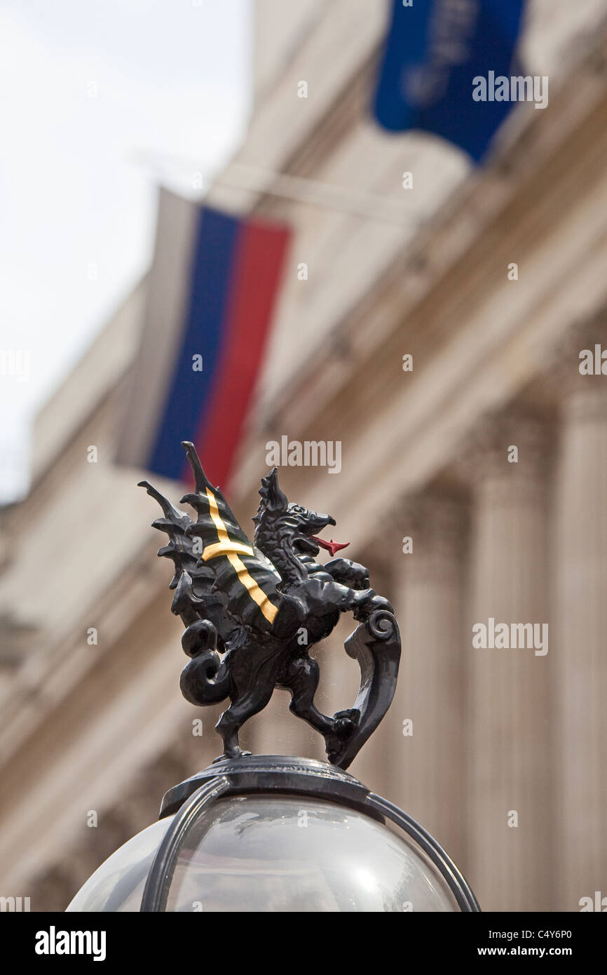 City of London, Royal Exchange Griffin emblem of the City June 2011 Stock Photo