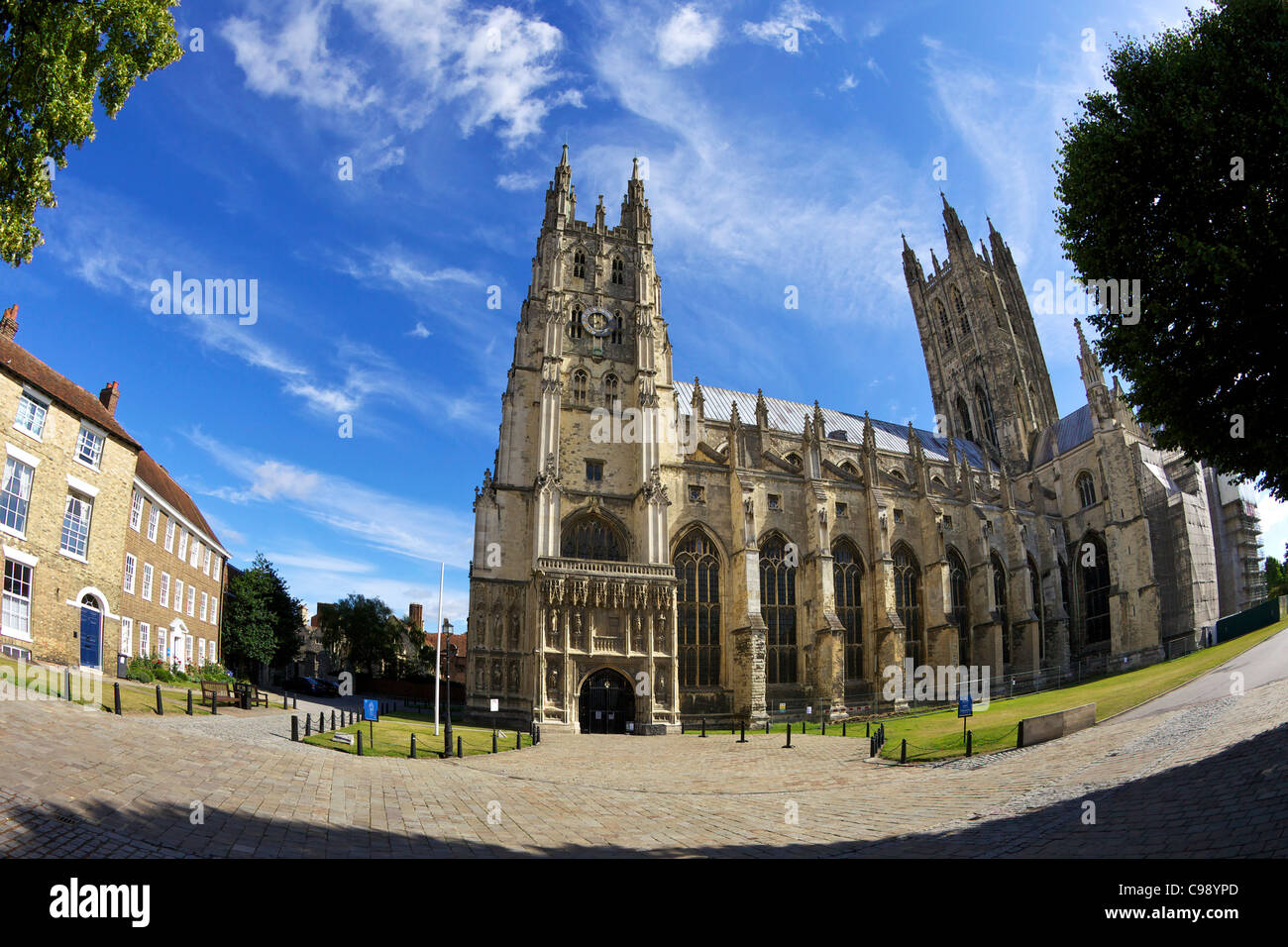 Southwest aspect of Canterbury Cathedral, Canterbury, Kent, England, UK, United Kingdom, GB, Great Britain, British Isles, Stock Photo