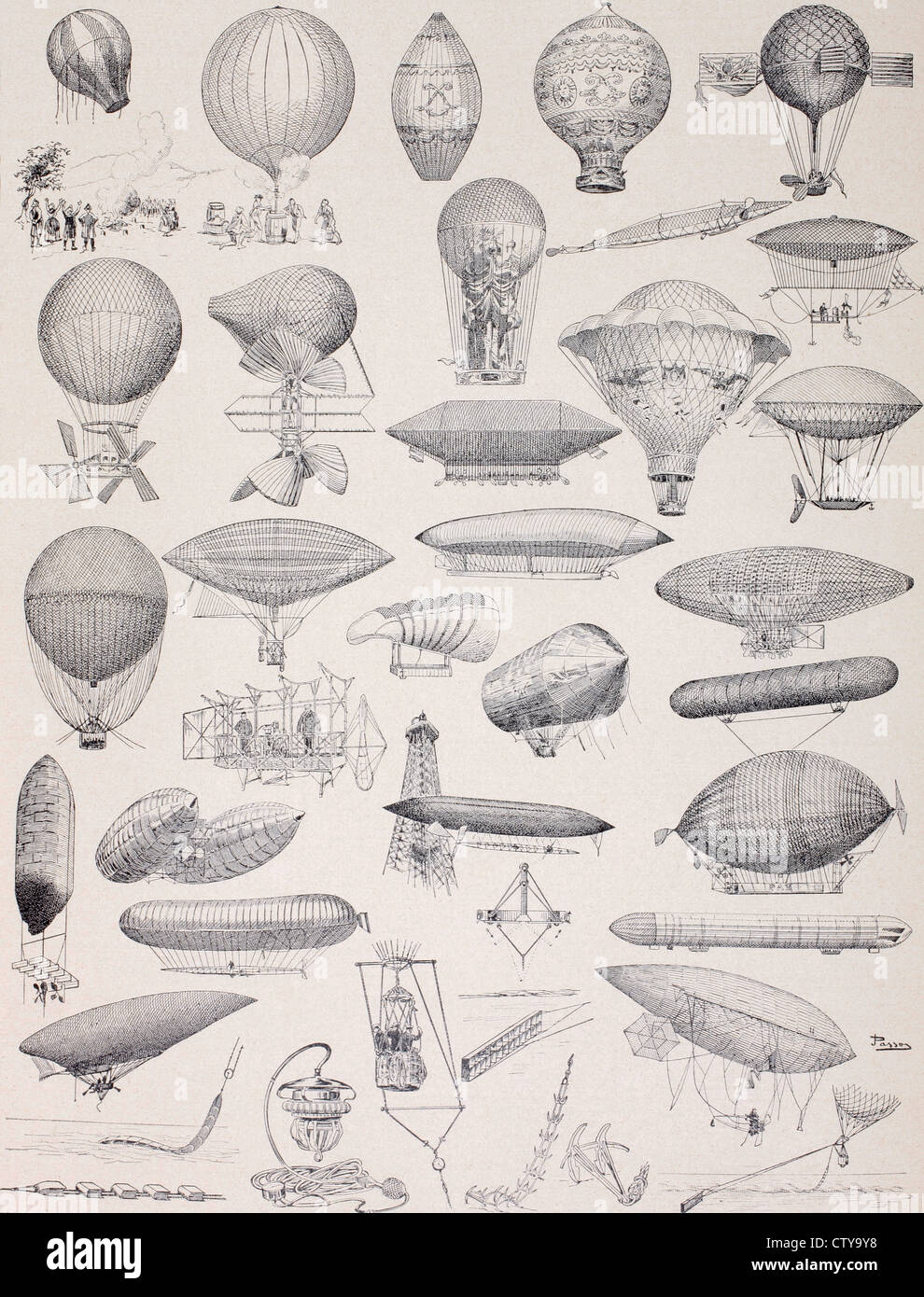 Hot air balloons throughout history.... Stock Photo