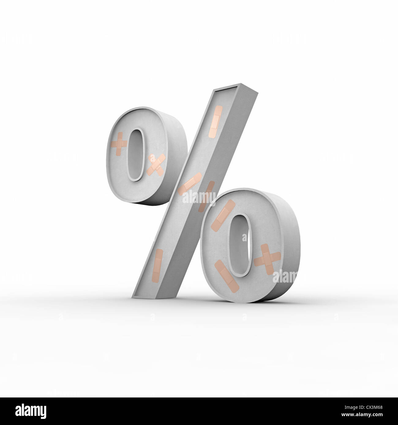 Percentage sign with patches Stock Photo