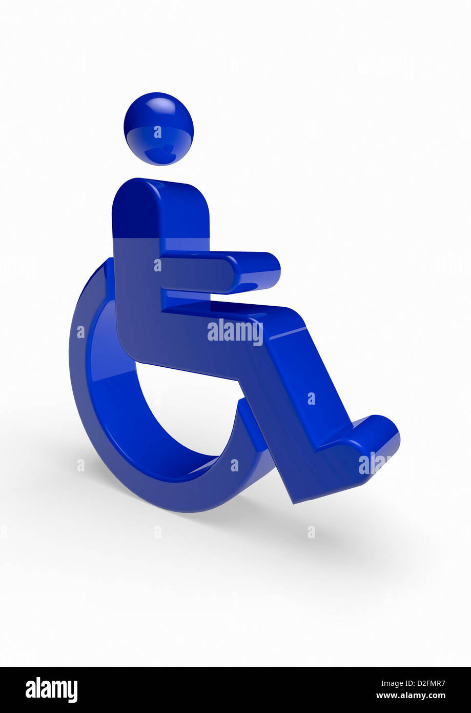 Blue disabled symbol on white background Stock Photo