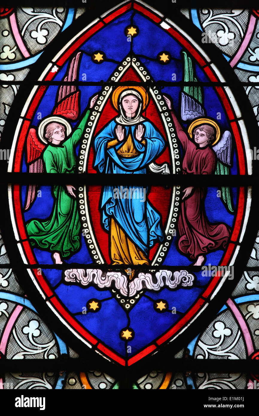 Stained glass in Holy Trinity church Stock Photo