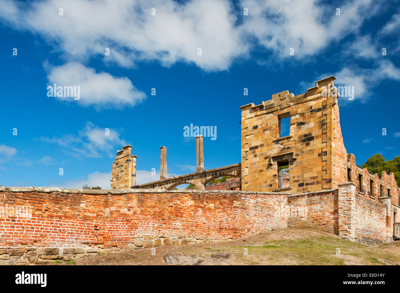 Ruins of the Hospital at Port Arthur Historic Convict Site. Stock Photo