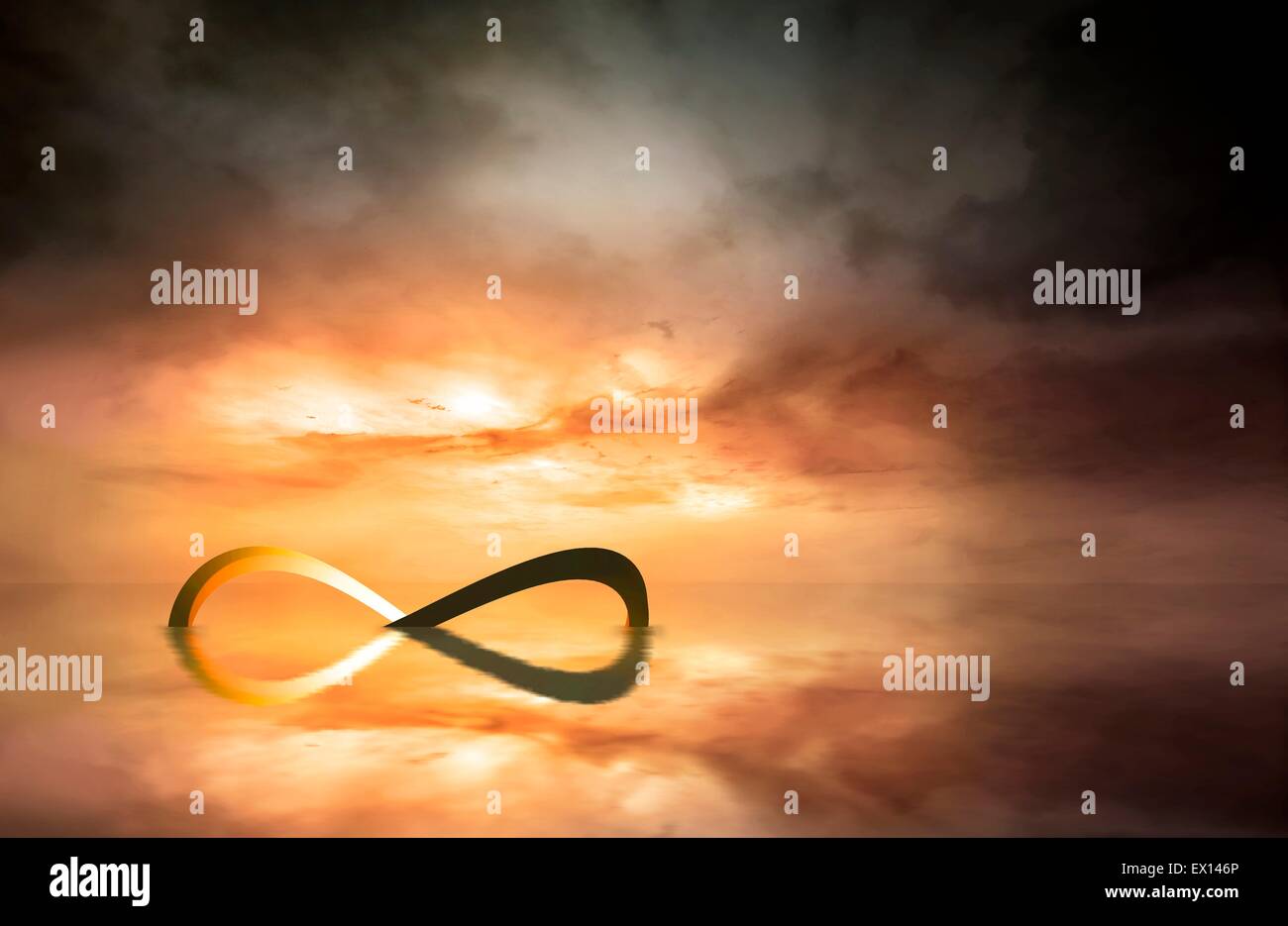 Infinity loop seen in an endless sea artwork This symbol represents the mathematical concept of an infinite unbounded or Stock Photo