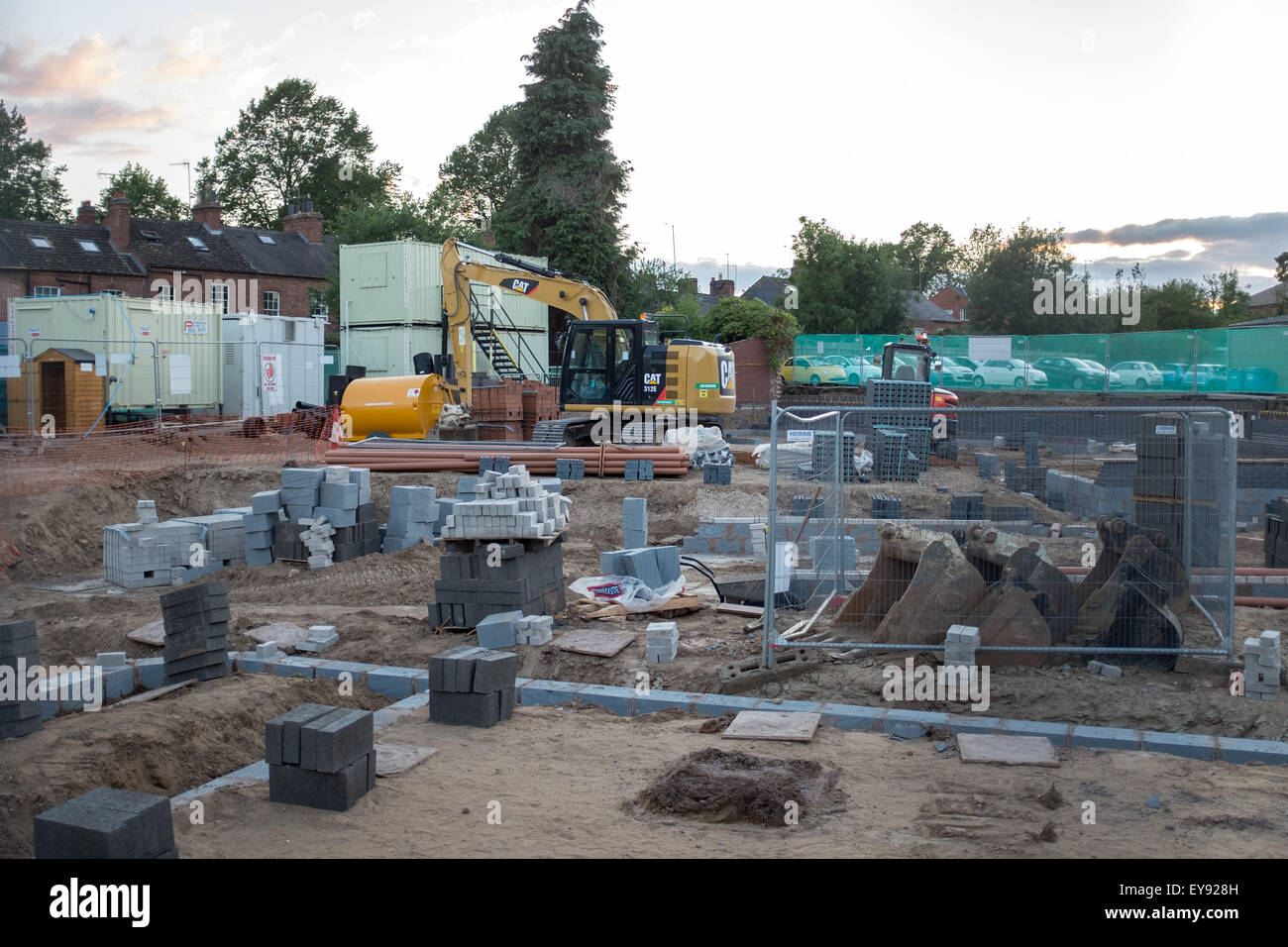 Work in progress at a UK building site. Stock Photo