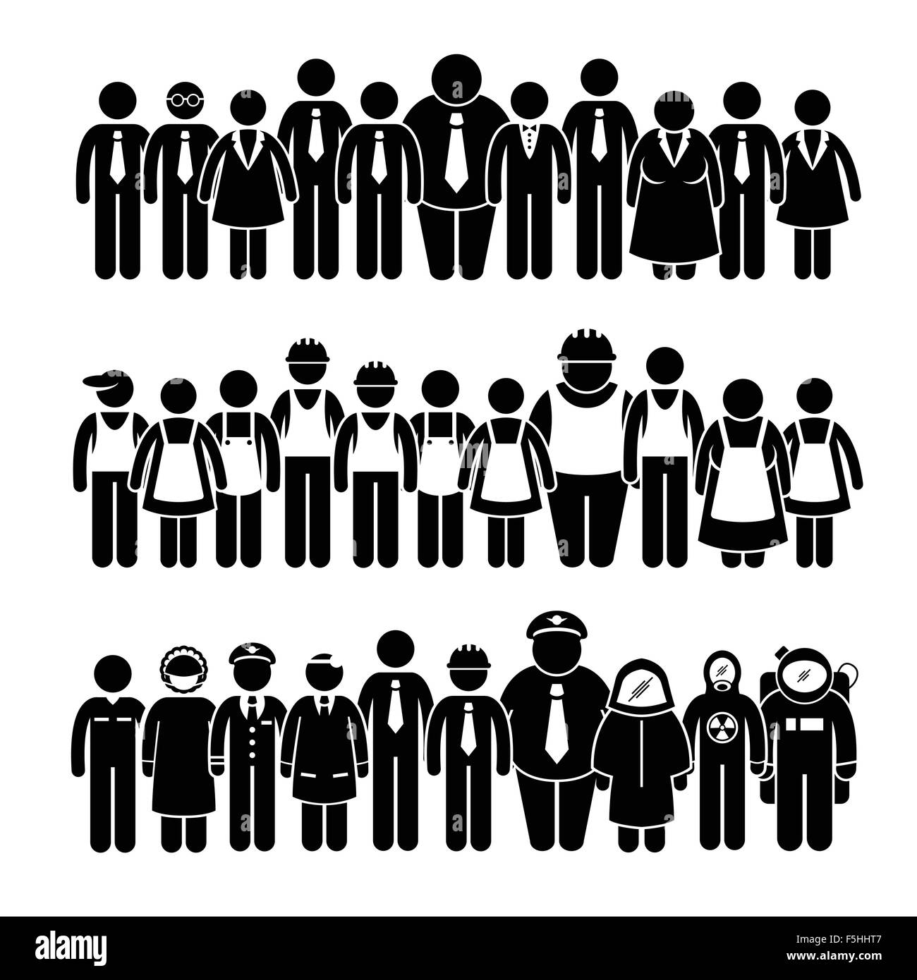 Group of People Worker from Different Profession Stick Figure Pictogram ...