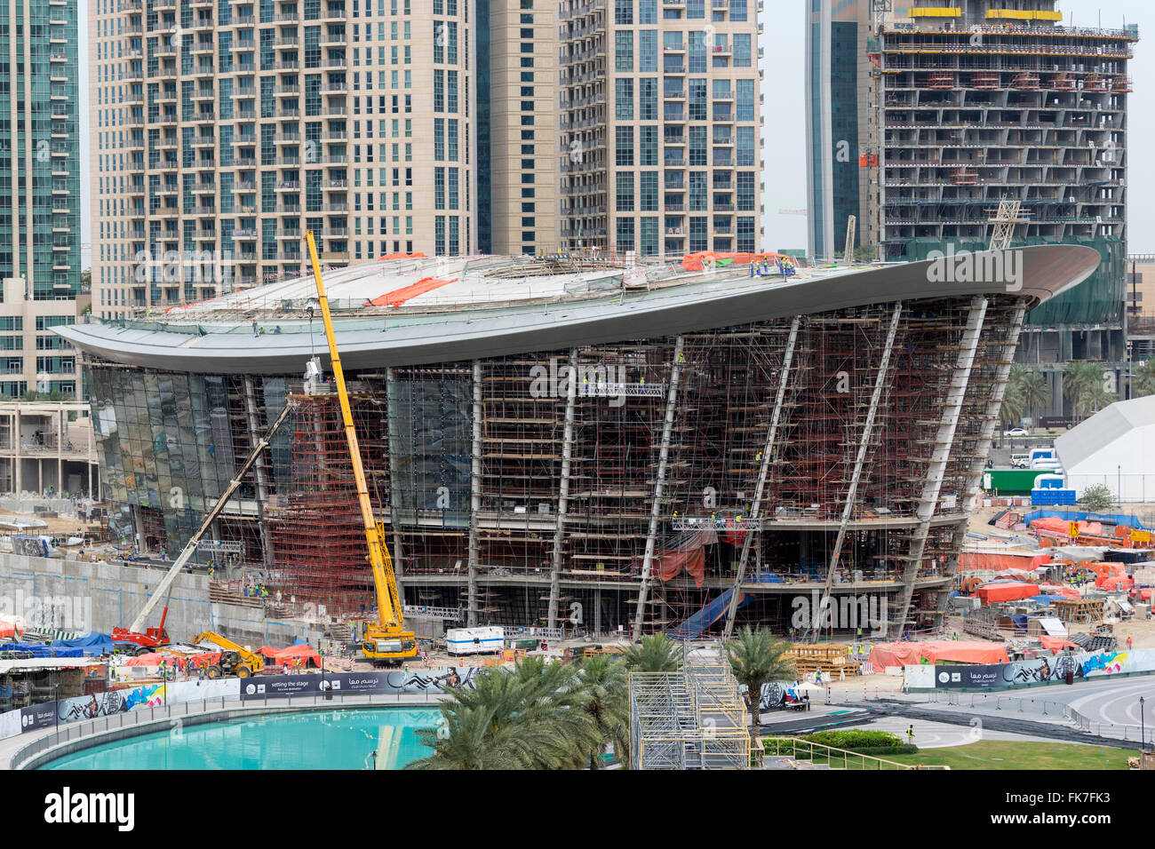 Construction site of new Opera House in Downtown Dubai United Arab Emirates Stock Photo