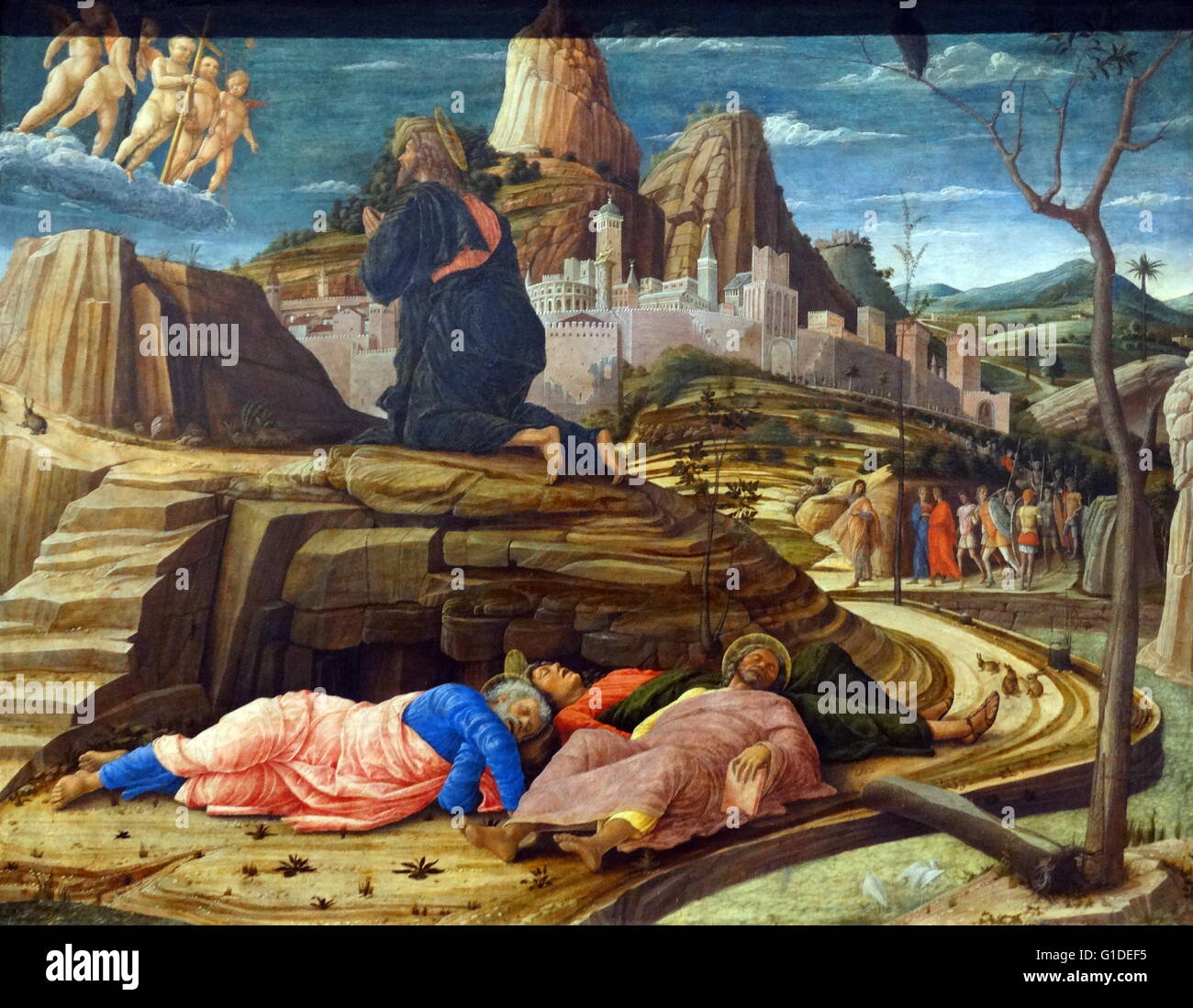 Painting titled 'The Agony in the Garden' by Andrea Mantegna (1431-1506) an Italian painter and student of Roman archaeology. Dated 15th Century Stock Photo