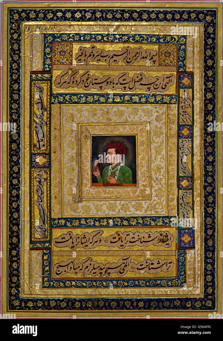 Jahangir holding the picture of Madonna Stock Photo