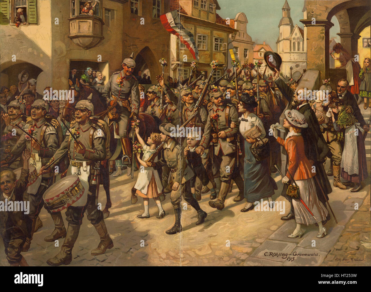 The Mobilization in 1914. Image to Schools History Teaching, 1915. Artist: Röhling, Carl (1849-1922) Stock Photo