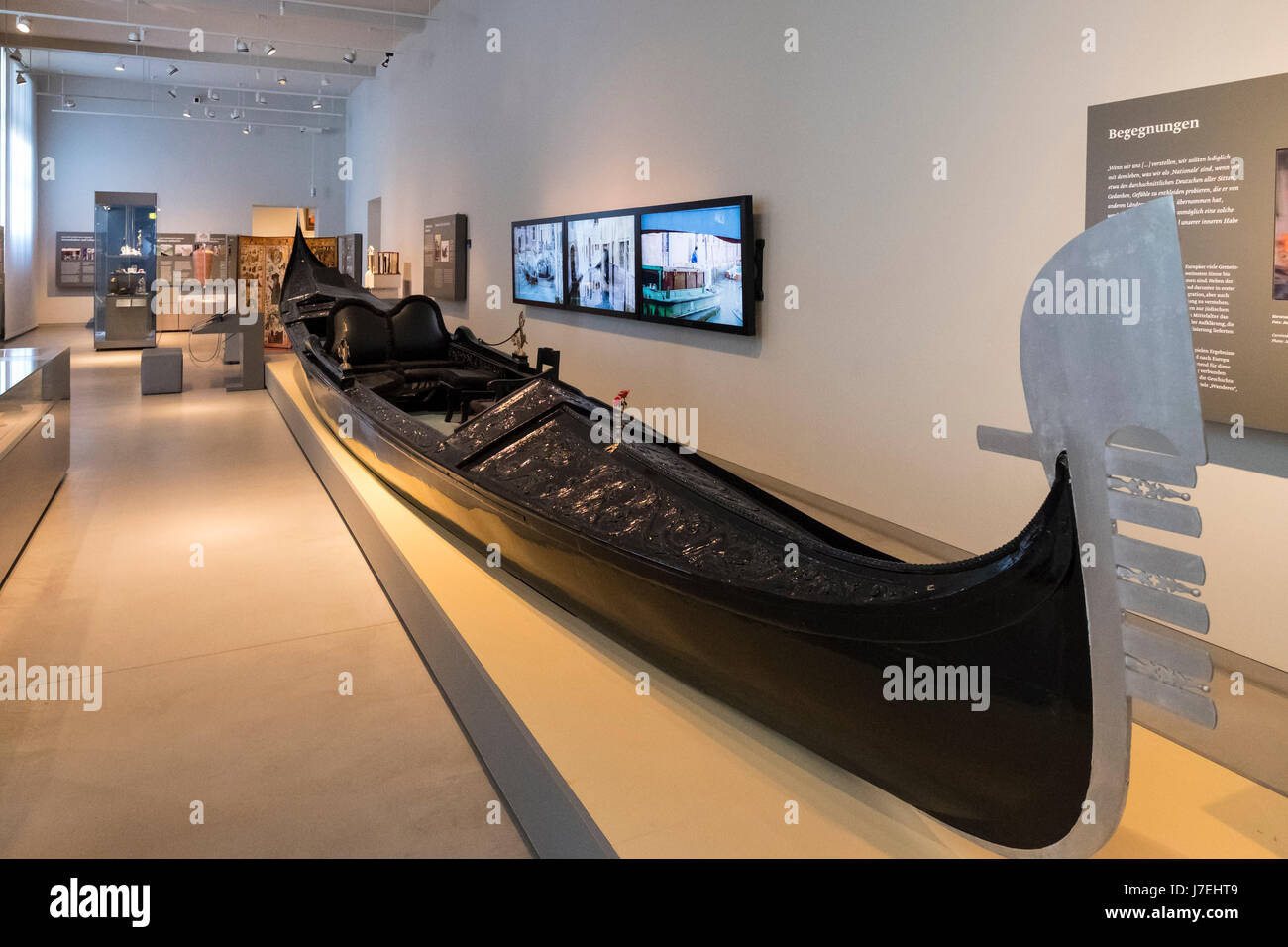 Venetian gondola on display Museum of European Cultures in Dahlem, Berlin, Germany Stock Photo