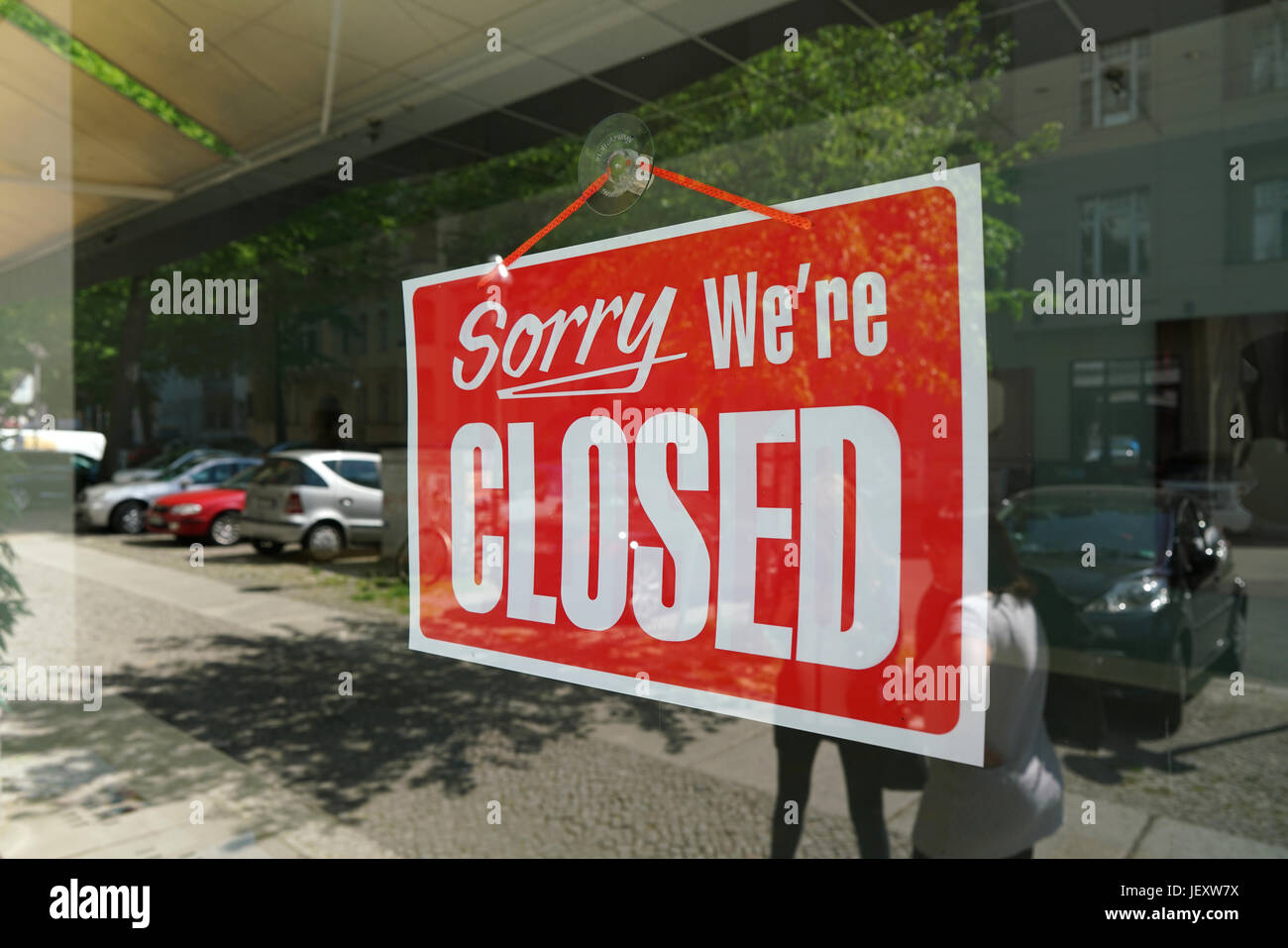 sign on a closed shop in Berlin Stock Photo