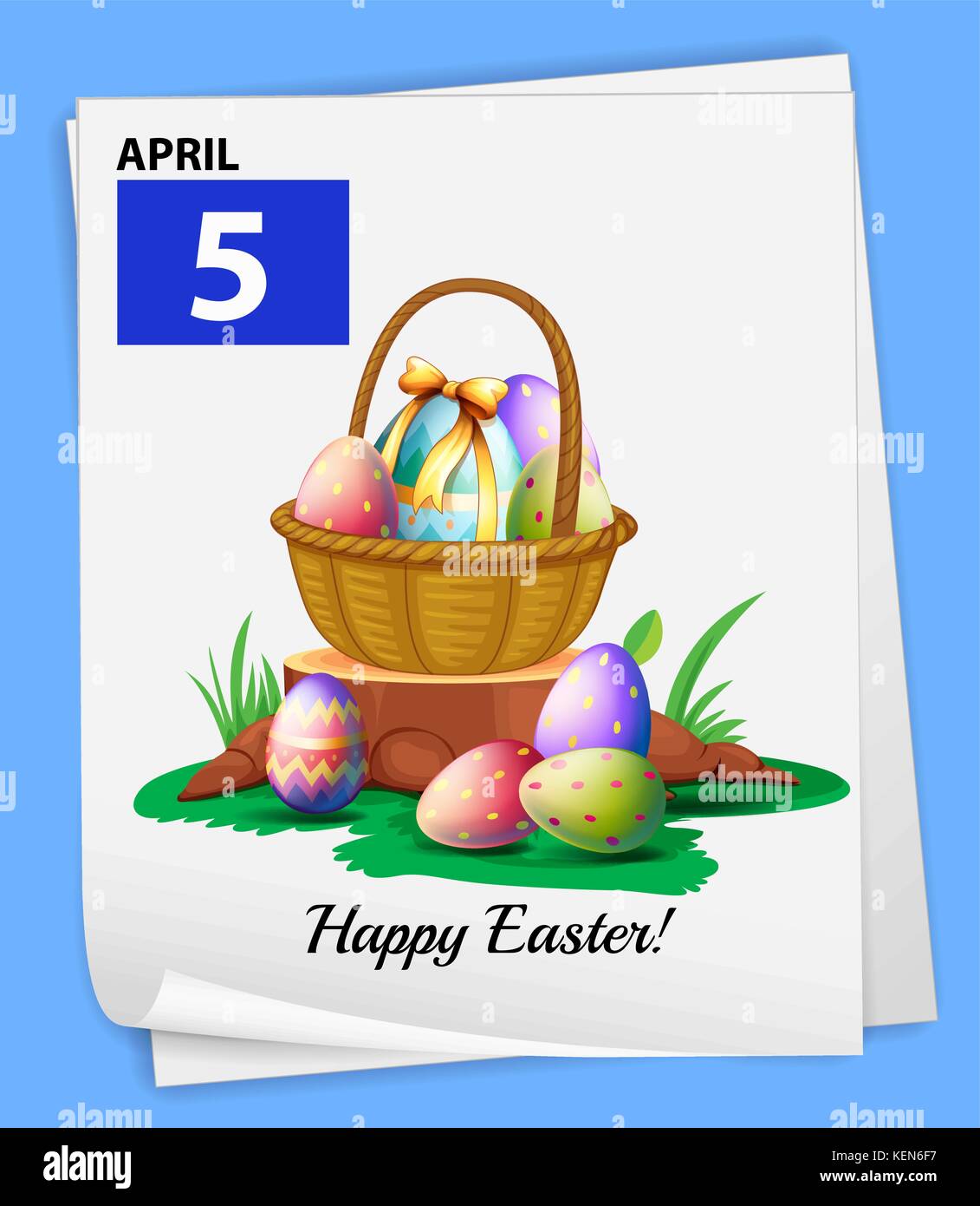 A poster showing the 5th of April on a blue background Stock Vector