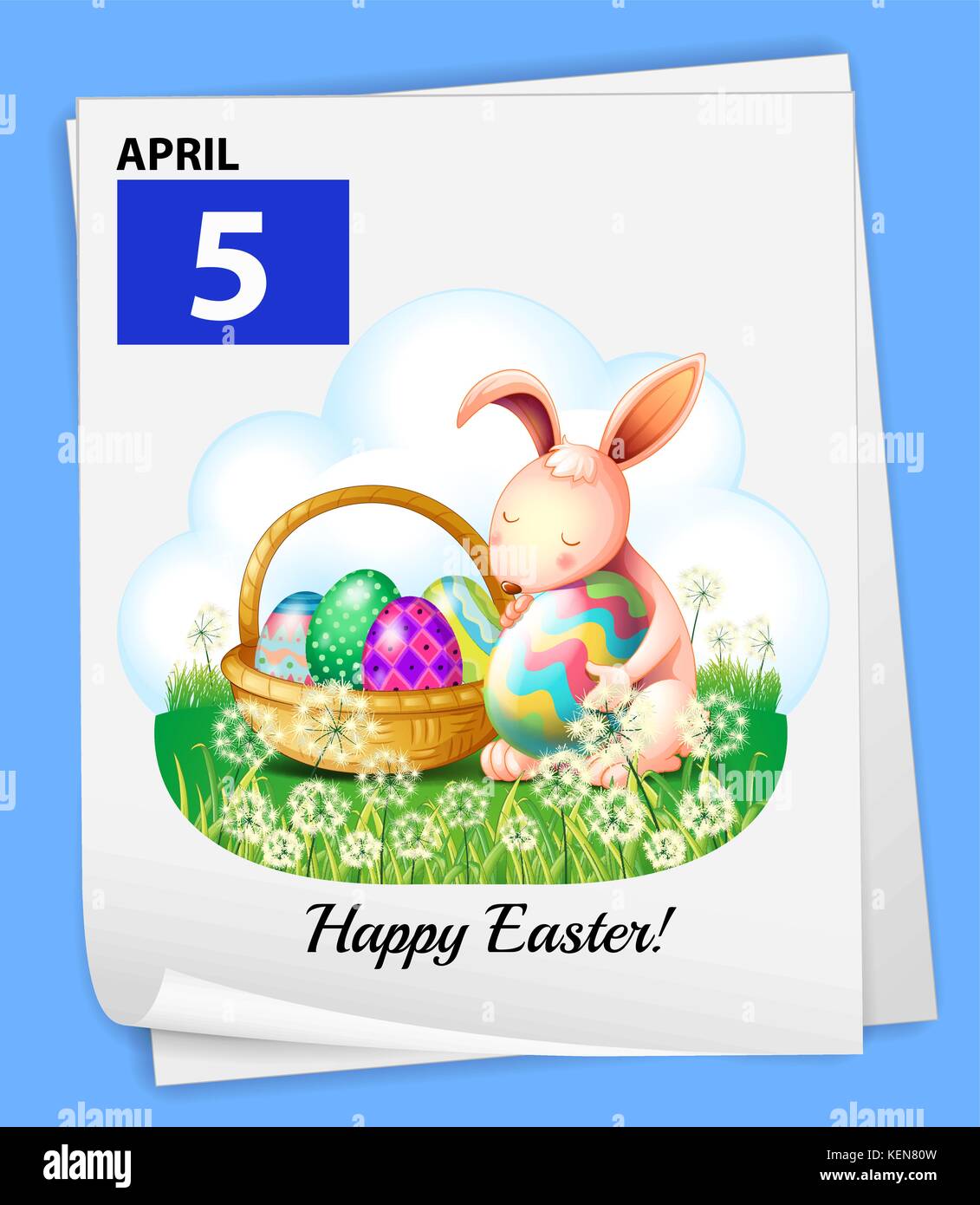 A poster showing April 5 on a blue background Stock Vector