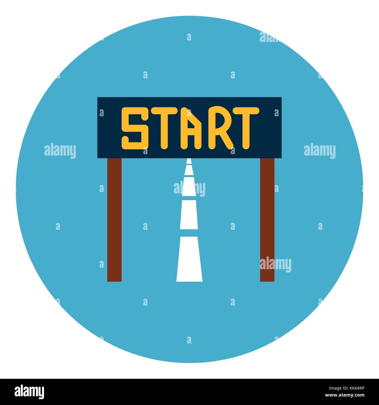 Start Race Icon Web Button On Round Blue Background Stock Vector