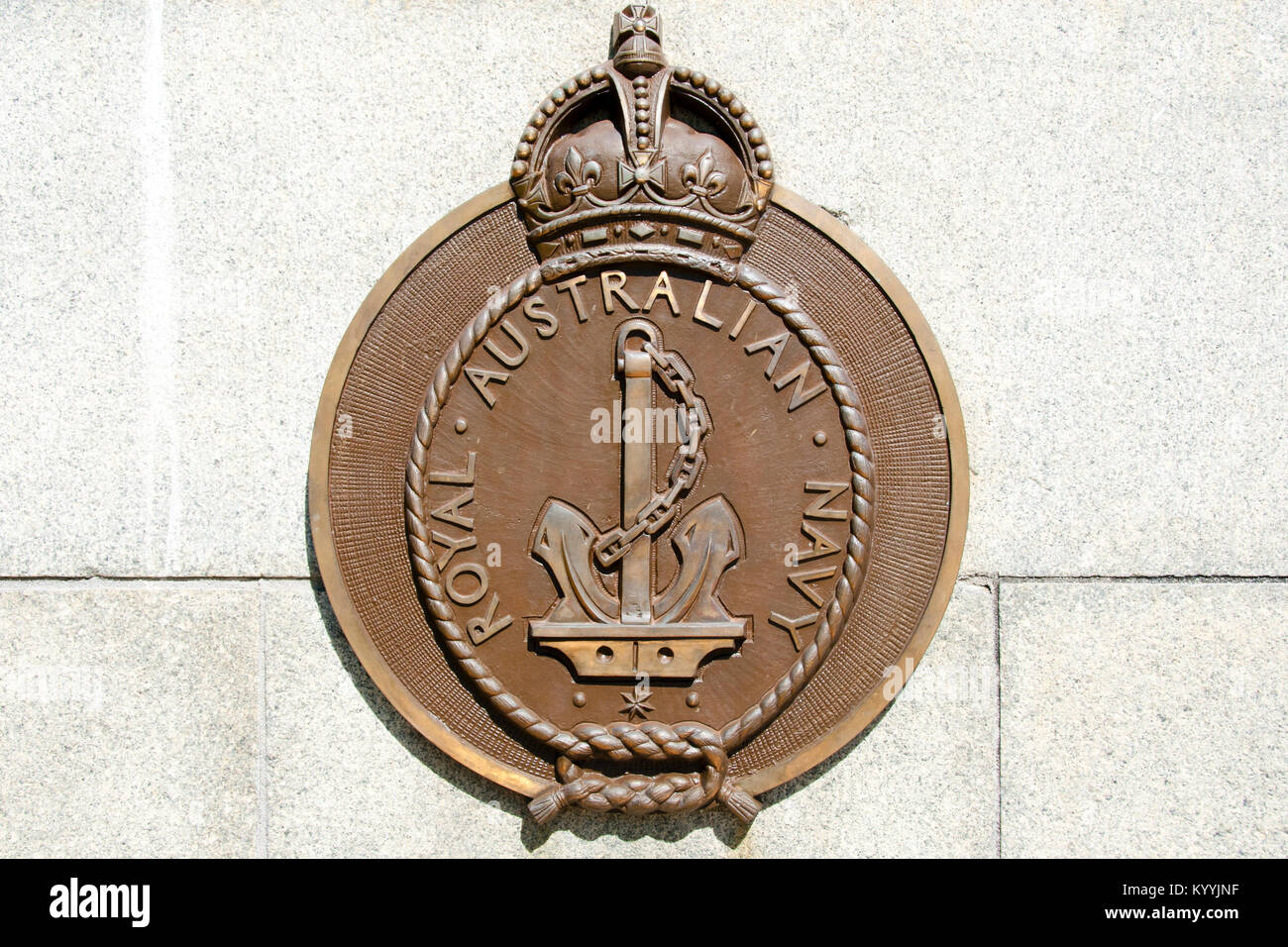 PERTH, AUSTRALIA - January 10, 2018: Bronze crest of Royal Australian Navy Stock Photo