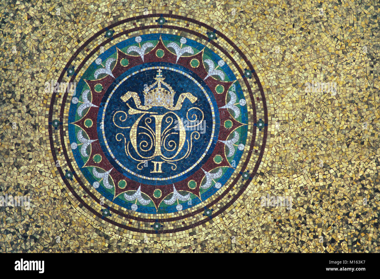 Royal Cypher, Emblem, Monogram or Signature of German Emperor or Kaiser Wilhelm II or William II (1859-1941) inside the Wilhelm II German Fountain (1898-1900) on the Hippodrome, Istanbul, Turkey Stock Photo