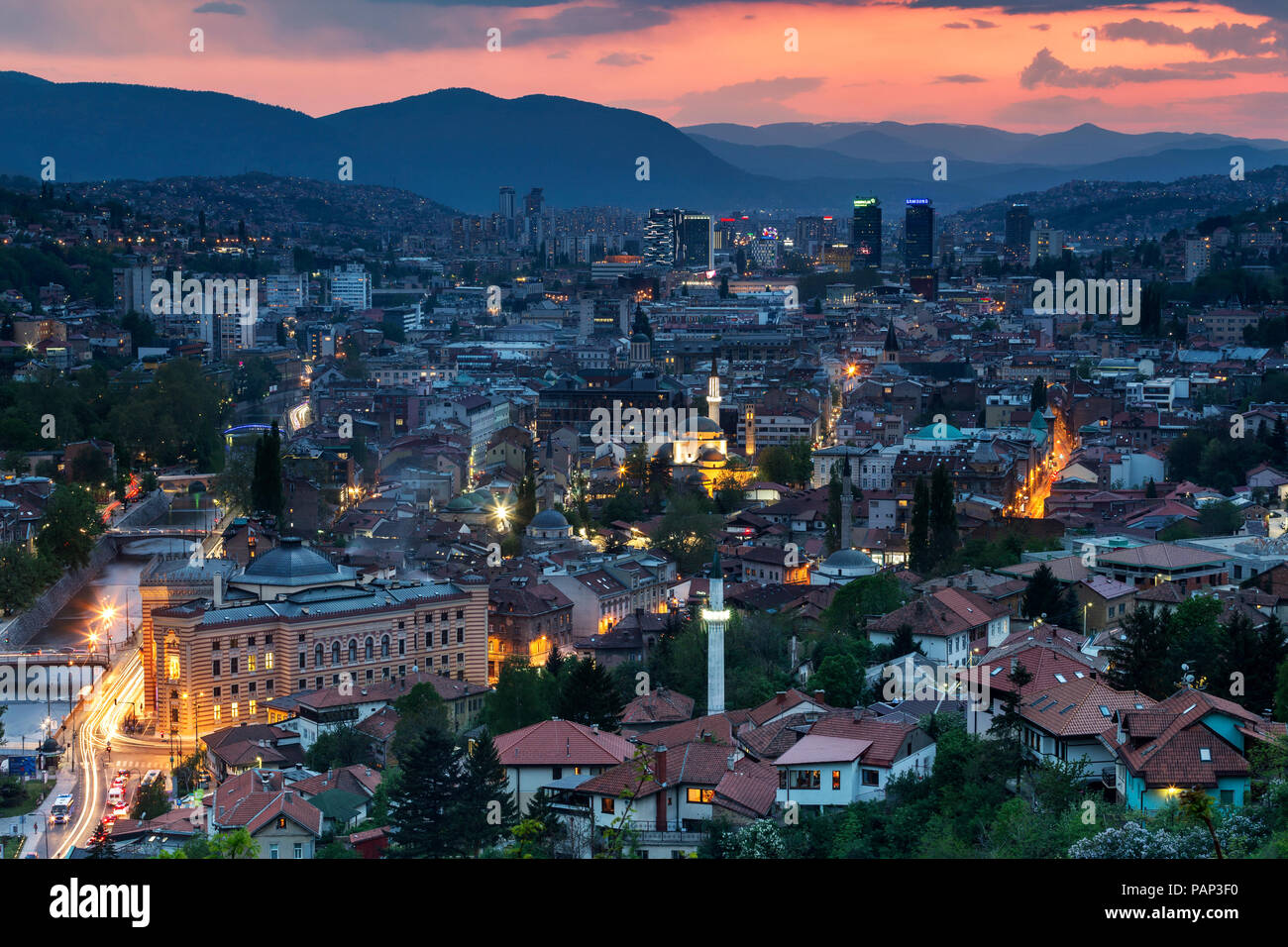 Bosnia-Herzegovina, Sarajevo, Zuta tabija in the evening Stock Photo