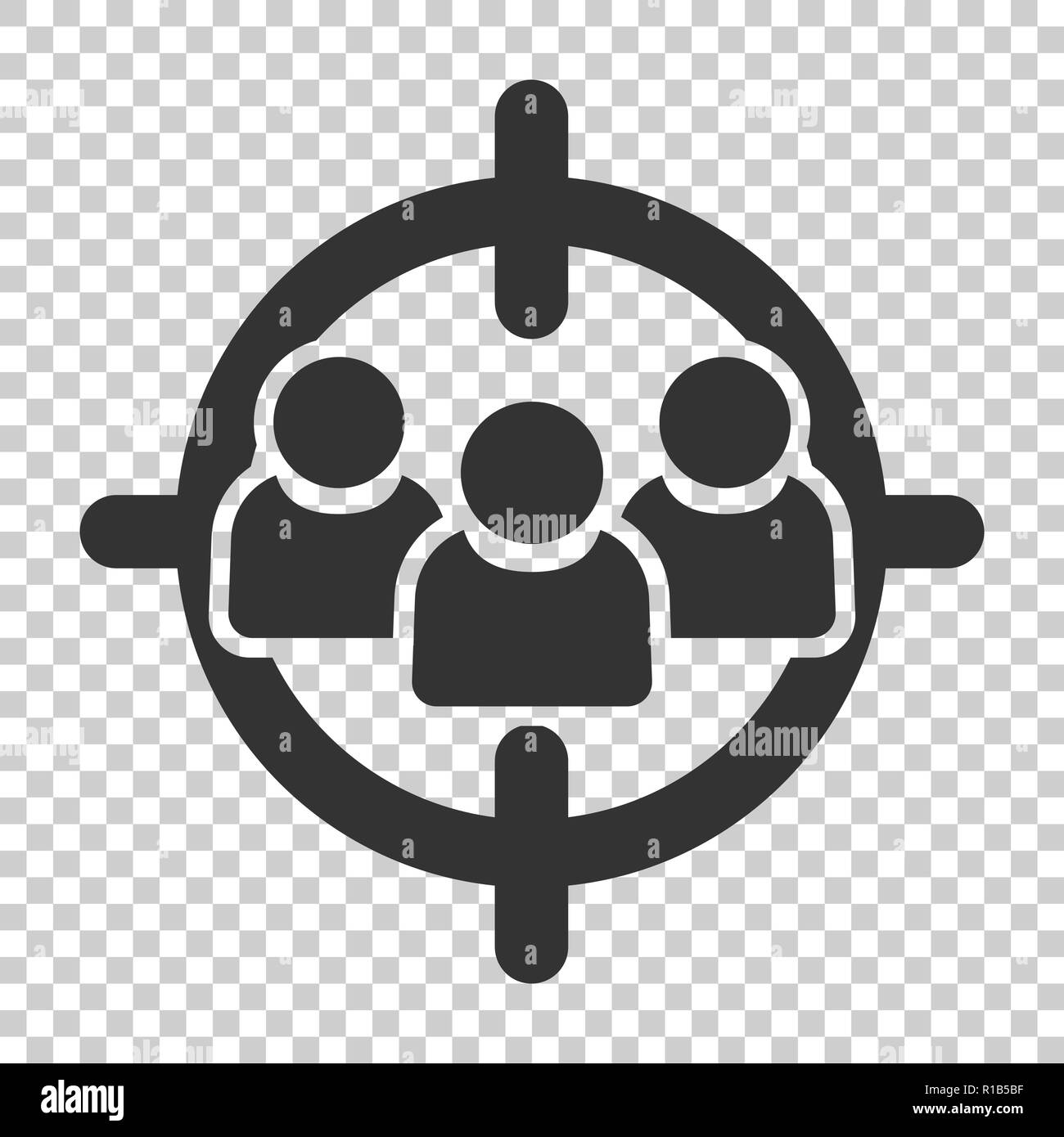 Target audience icon in flat style. Focus on people vector illustration on isolated background. Human resources business concept. Stock Vector