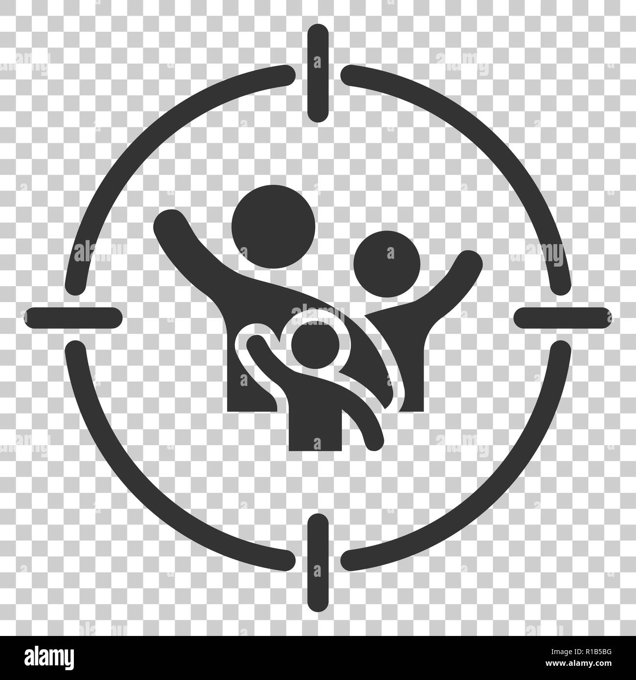 Target audience icon in flat style. Focus on people vector illustration on isolated background. Human resources business concept. Stock Vector