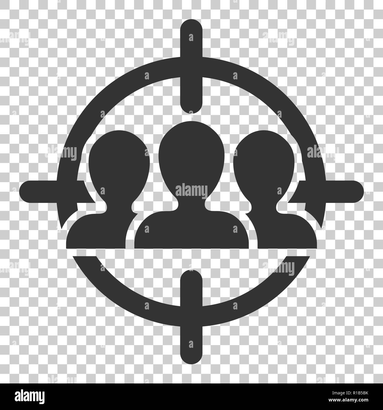 Target audience icon in flat style. Focus on people vector illustration on isolated background. Human resources business concept. Stock Vector