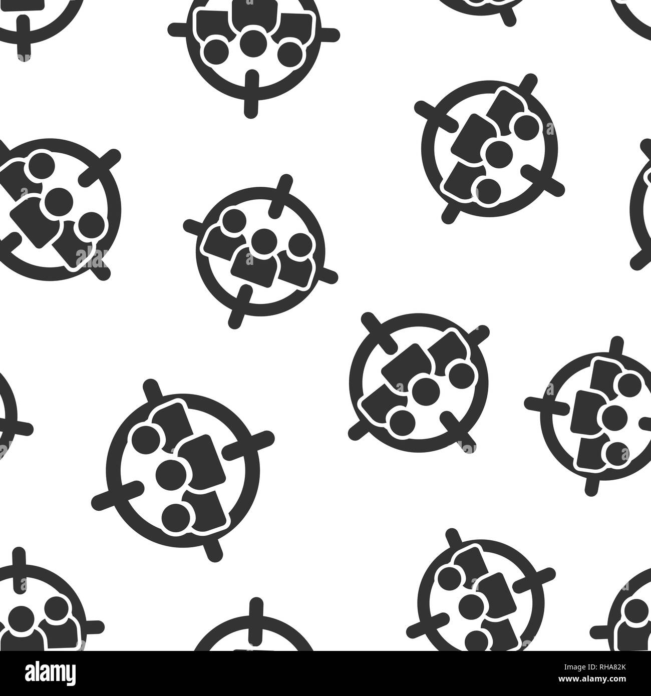 Target audience icon seamless pattern background. Focus on people vector illustration. Human resources symbol pattern. Stock Vector