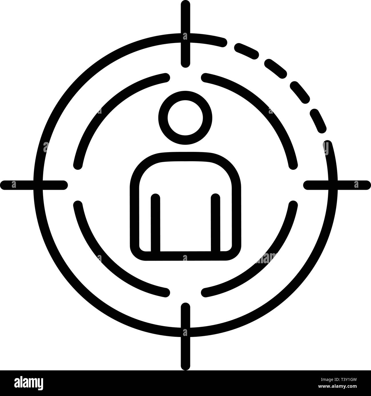 Recruitment target man icon, outline style Stock Vector