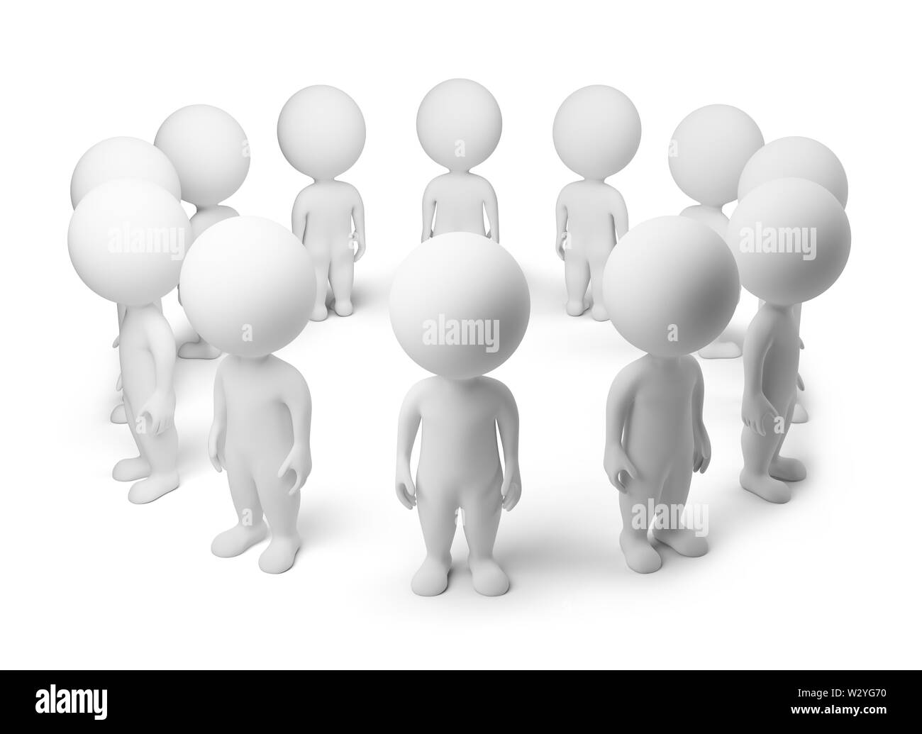 3d small people - standing around. 3d image. Isolated white background. Stock Photo