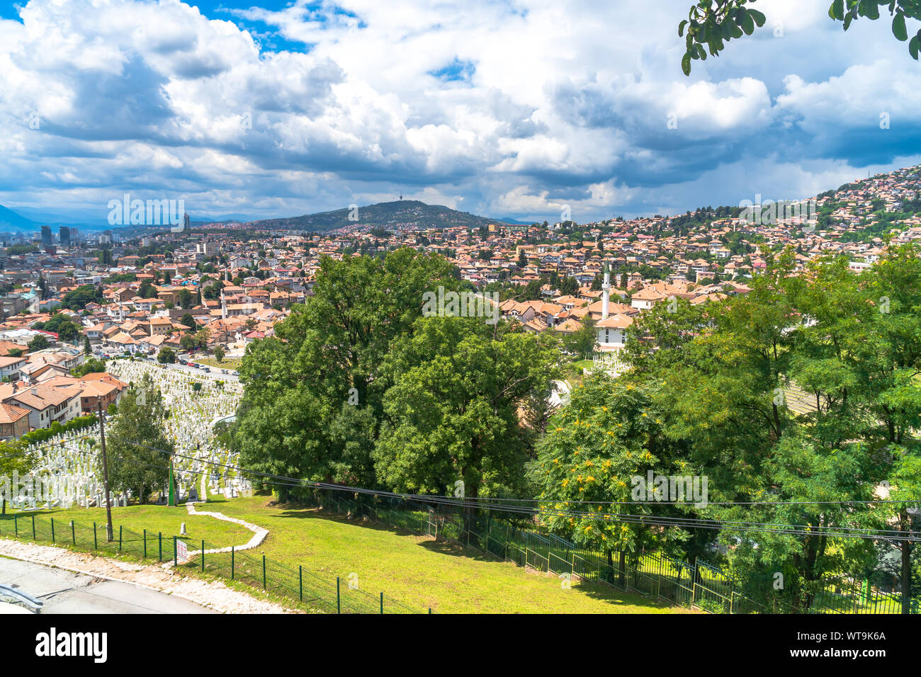 Panoramic view of Yellow Fortness (Zuta Tabija), Vratnik in Sarajevo, Bosnia and Herzegovina. Stock Photo