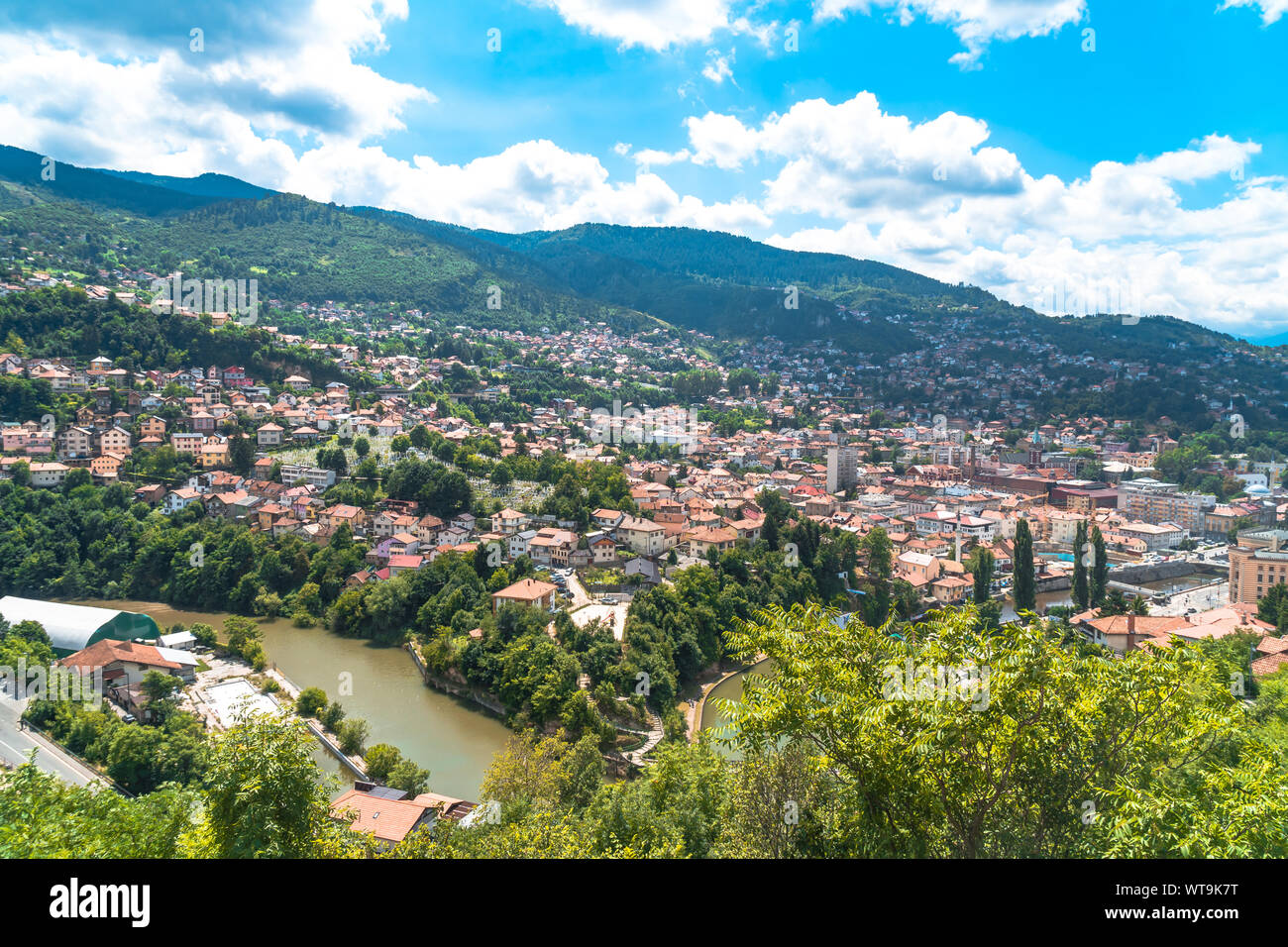 Panoramic view of Yellow Fortness (Zuta Tabija), Vratnik in Sarajevo, Bosnia and Herzegovina. Stock Photo