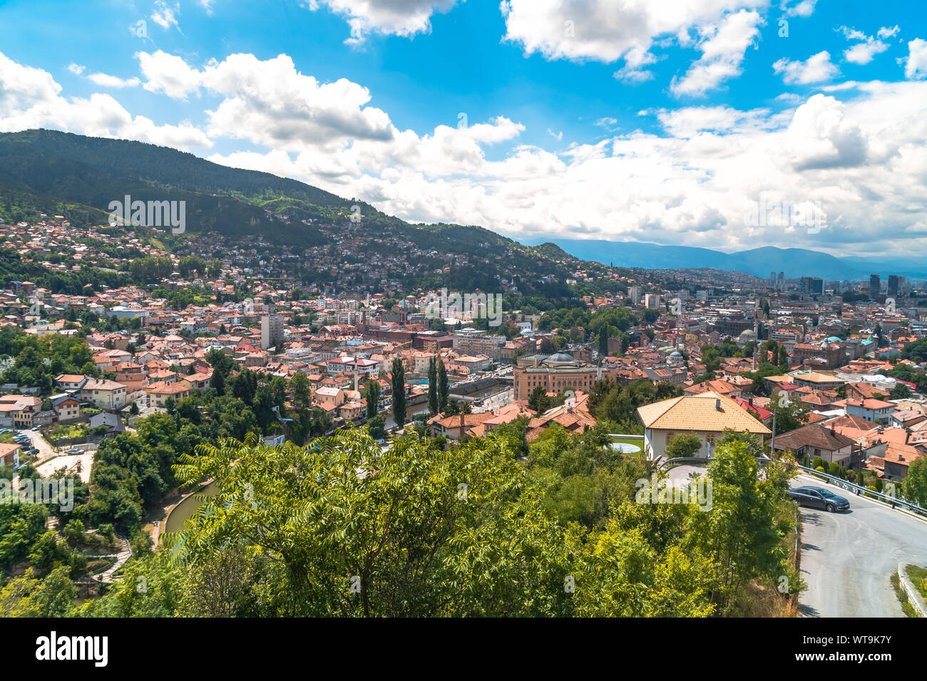 Panoramic view of Yellow Fortness (Zuta Tabija), Vratnik in Sarajevo, Bosnia and Herzegovina. Stock Photo