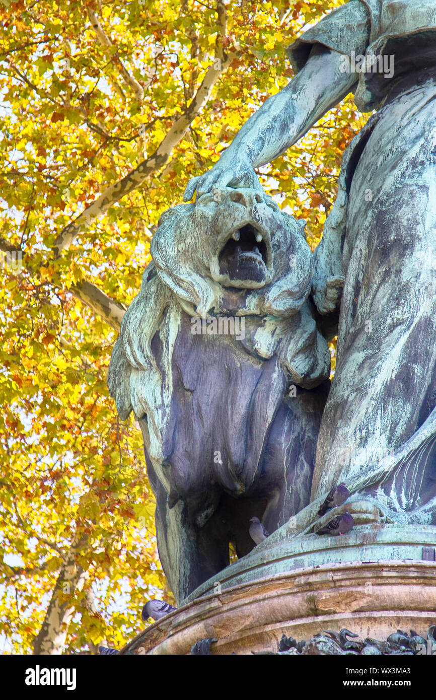 The figure of Gloria with lion and palm branch Stock Photo