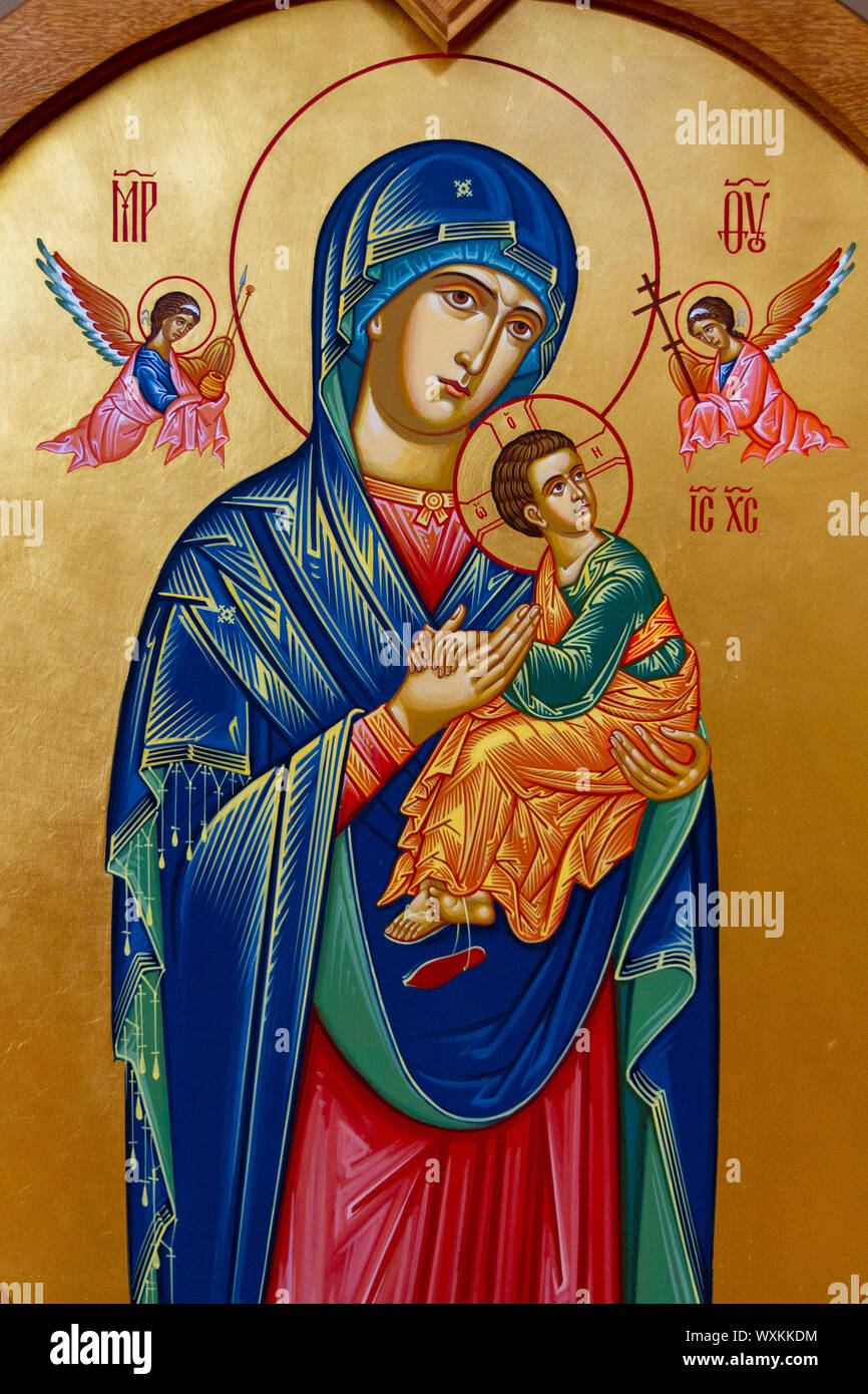 Icon of Our Mother of Perpetual Succour . Redemptorist convent of the Holy Trinity in Lomnica – Vranov nad Topľou, Slovakia. Stock Photo