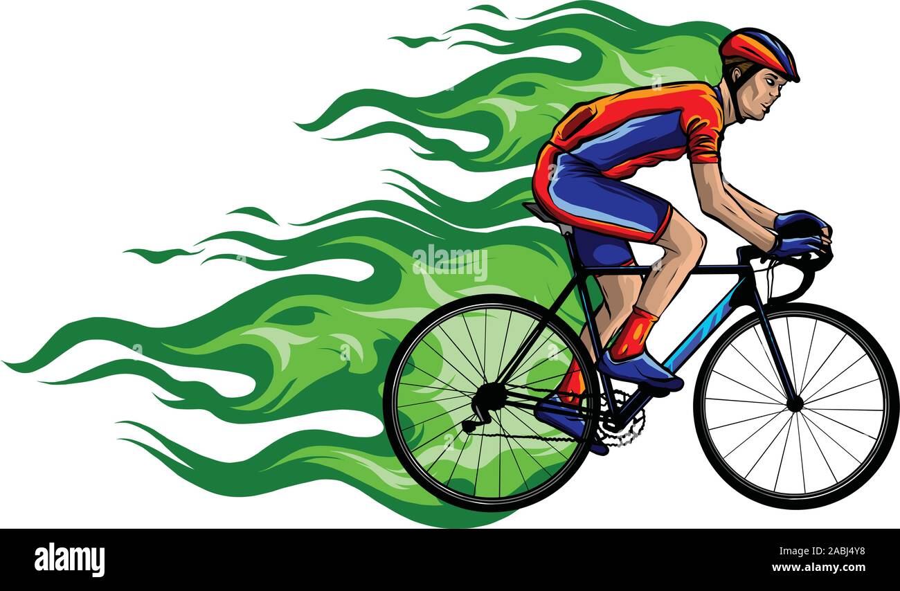 Flammende Spur der Radrennen Silhouette Vector Illustration Stock Vektor