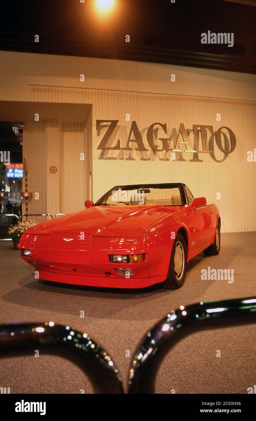 Aston Martin Zagato Volante auf der Turiner Motorshow 1988 im Lingoto expo Center Turin Italien Stockfoto