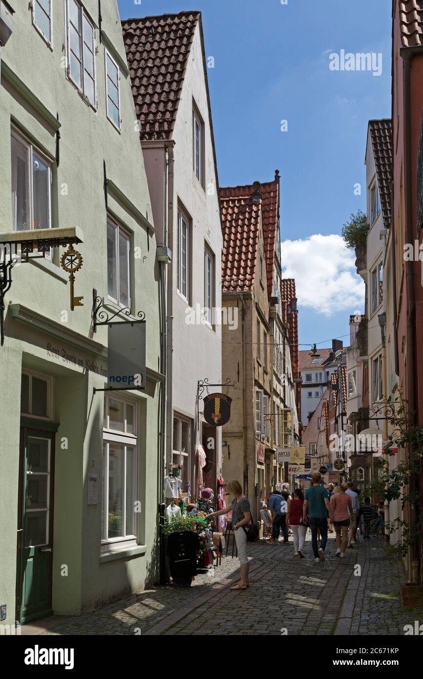 Straße im historischen Schnoor-Viertel, Bremen, Deutschland Stockfoto