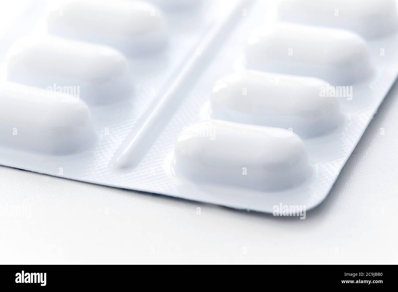 Blisterpackung mit Tabletten, Nahaufnahme. Stockfoto