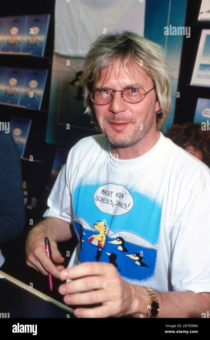 Karikaturist Uli Stein auf der Buchmesse in Frankfurt, Deutschland 1993. Stockfoto