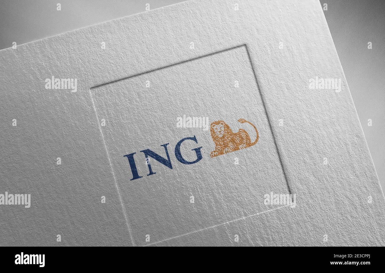 ING Bank Logo Papier Textur Illustration Stockfoto