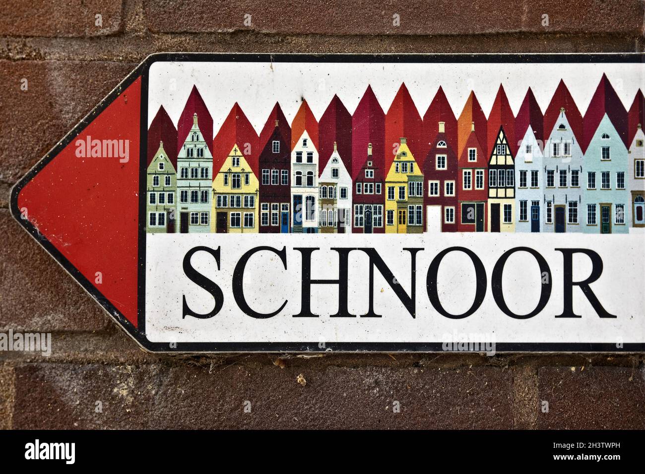 Schild Schnoor oder auch Schnoorviertel, historische Altstadt, Bremen, Deutschland, Europa Stockfoto