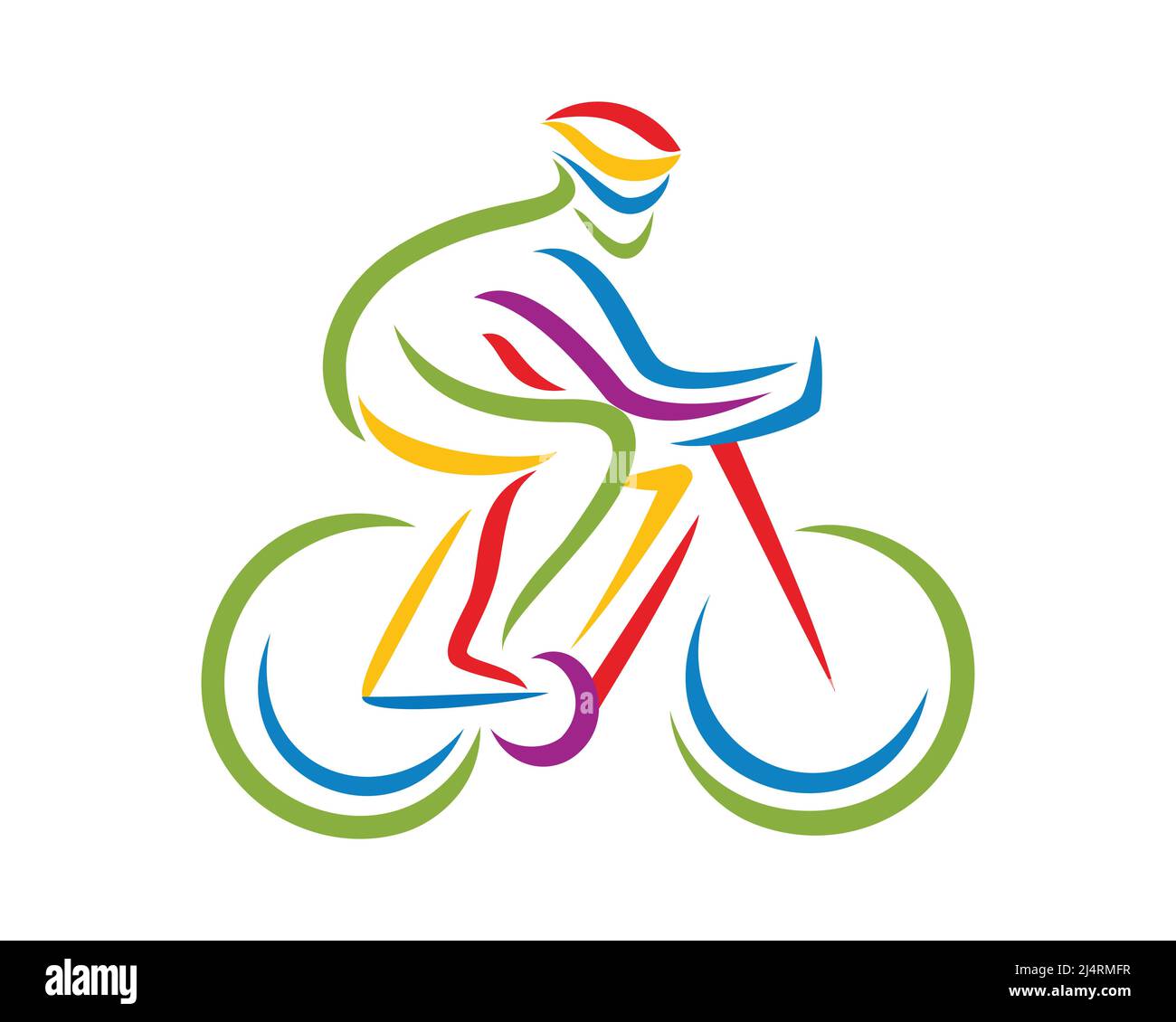 Bunte Mountain Biker Illustration mit Silhouette Style Vector Stock Vektor