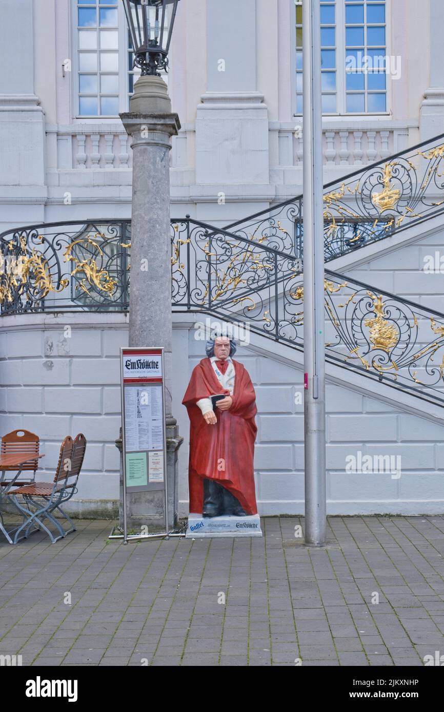 Ludwig van Beethoven-Statue vor dem alten Bonner Rathaus Stockfoto