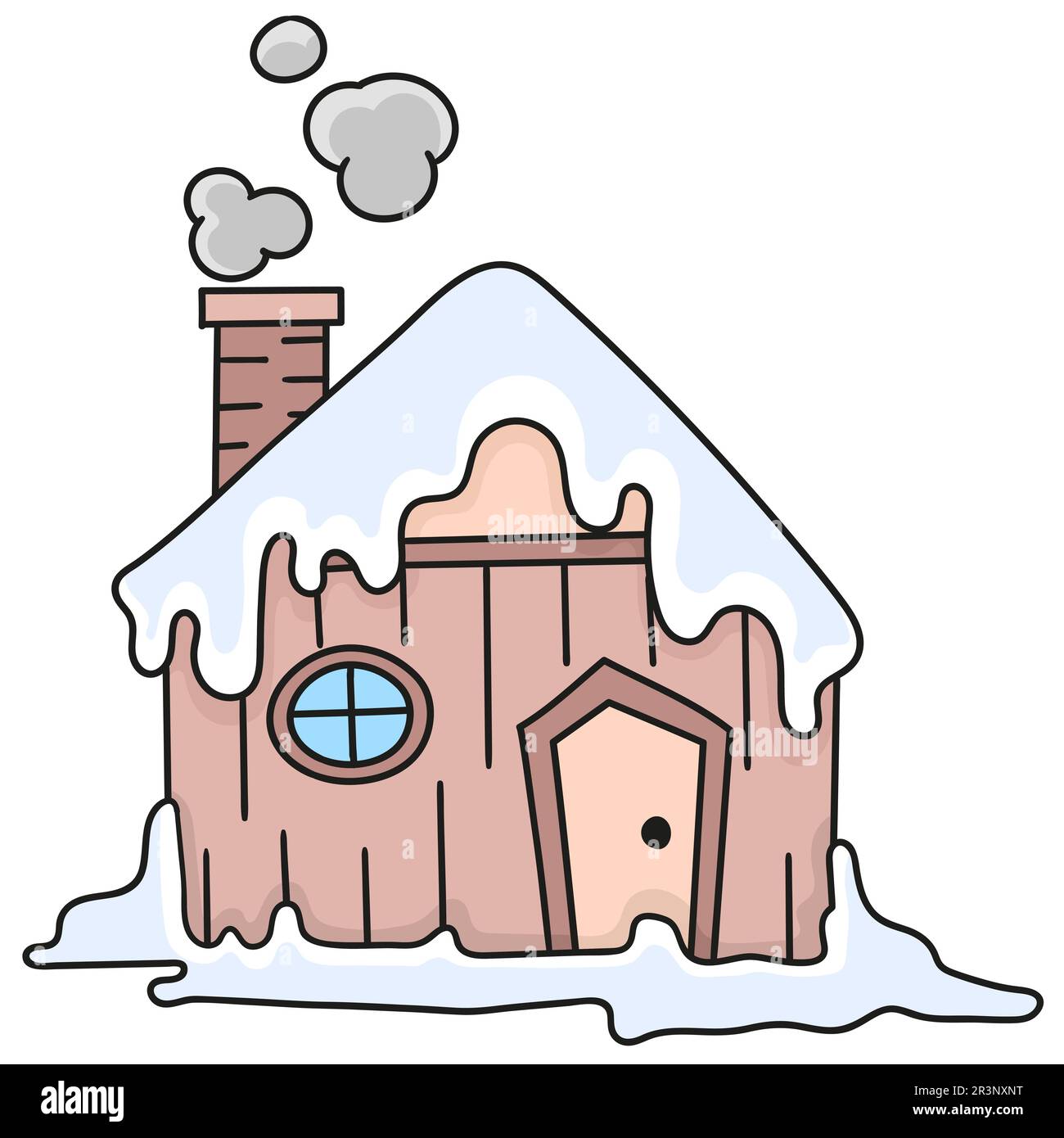 Haus im Winter. Bild des doodle-Symbols Stockfoto