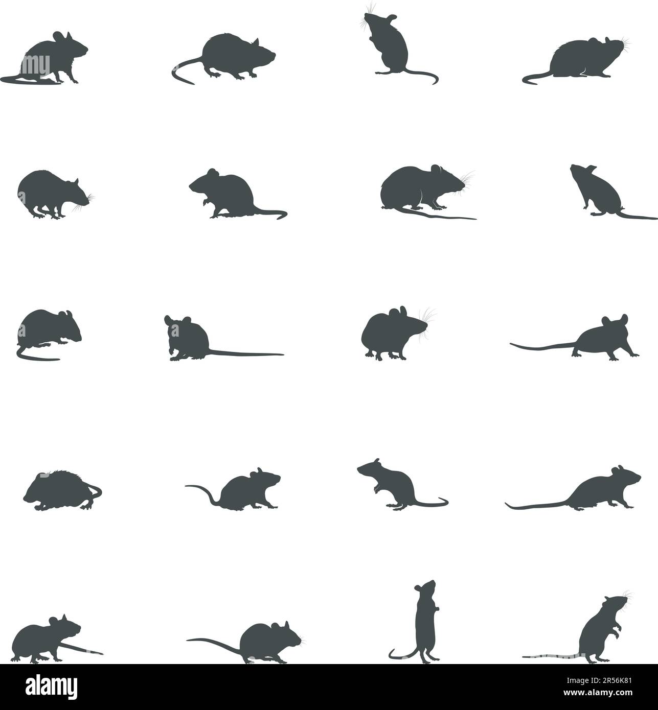 Maus-Silhouette, Maus-Maus-Maus-Maus-Silhouette, Maus-Vektor-Art Stock Vektor