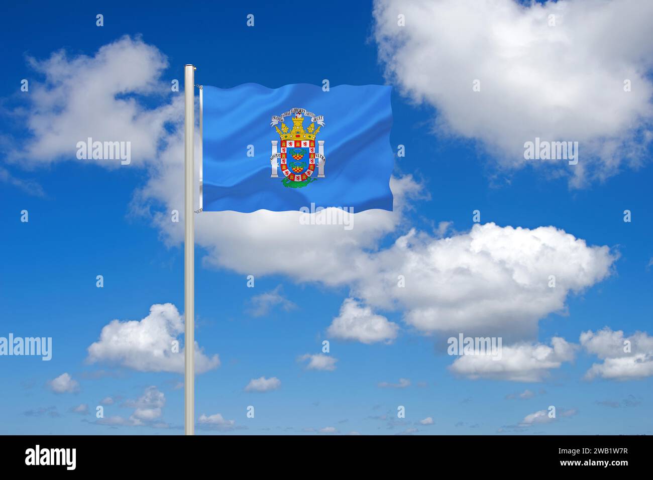 Die Flagge von Melilla, Spanien, Europa, EU, Studio Stockfoto