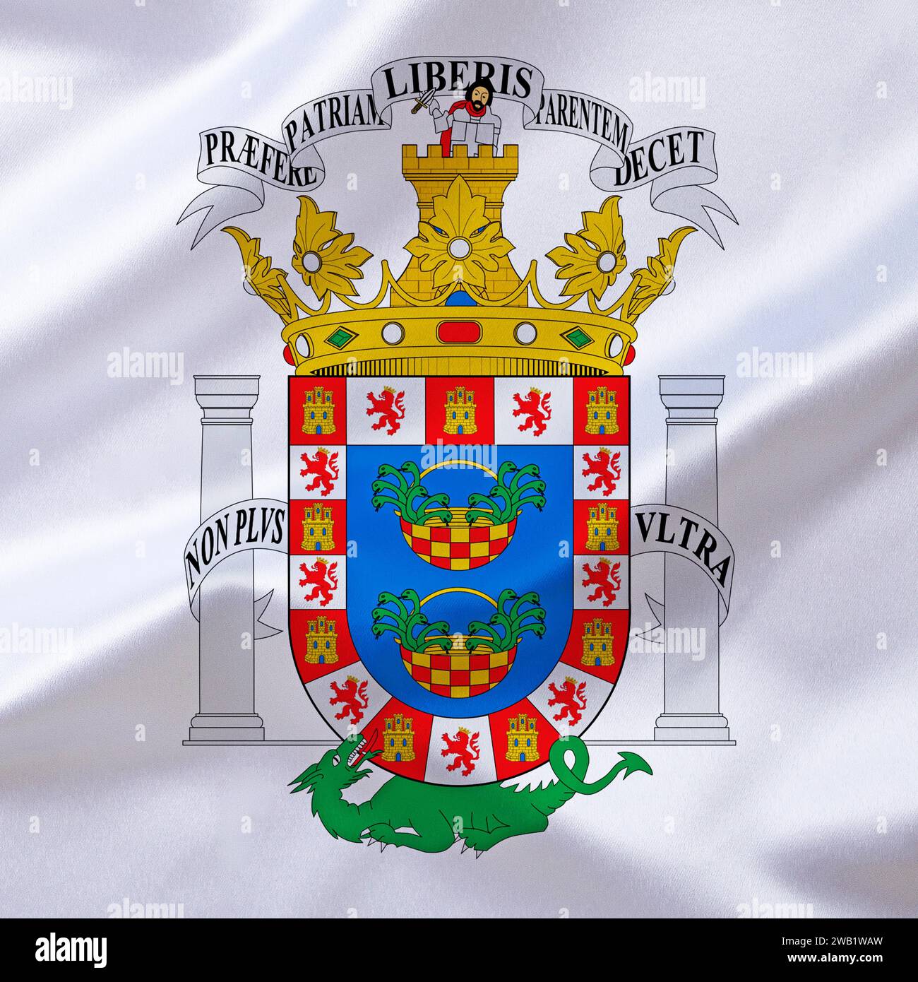 Das Wappen von Melilla, Spanien, Europa, EU, Studio Stockfoto