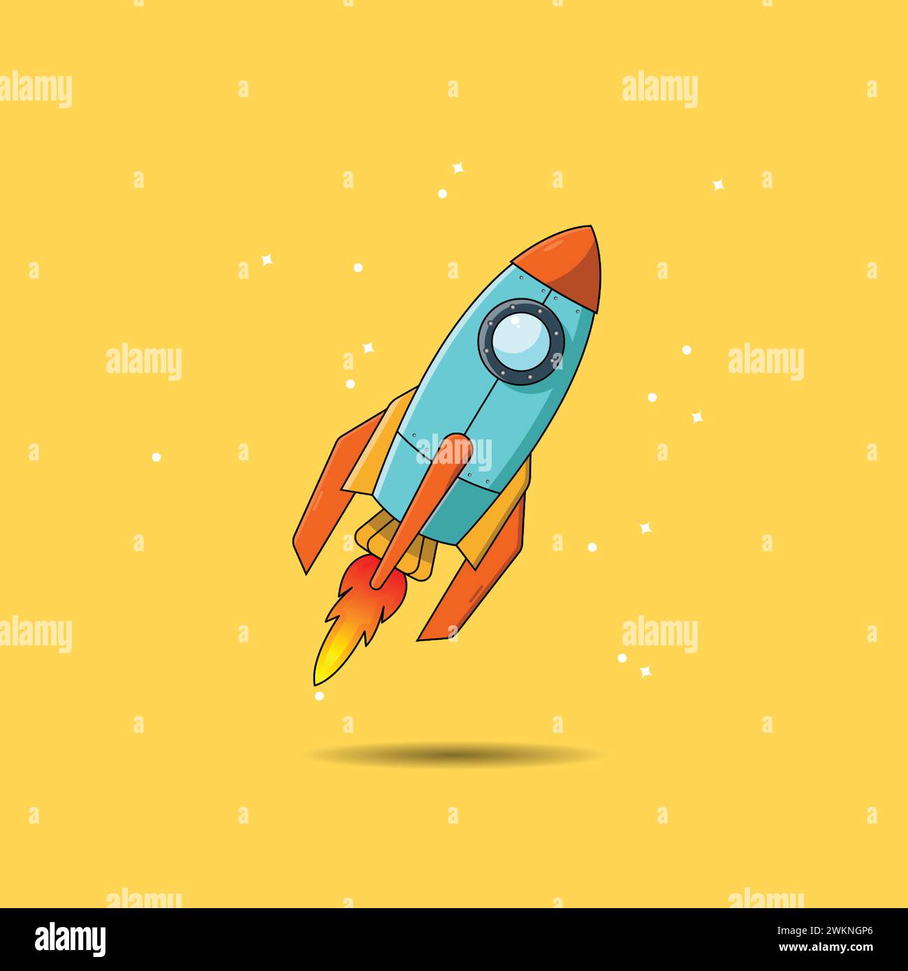 Eine Rakete fliegt im Raum Cartoon Vektor Icon Illustration Stock Vektor