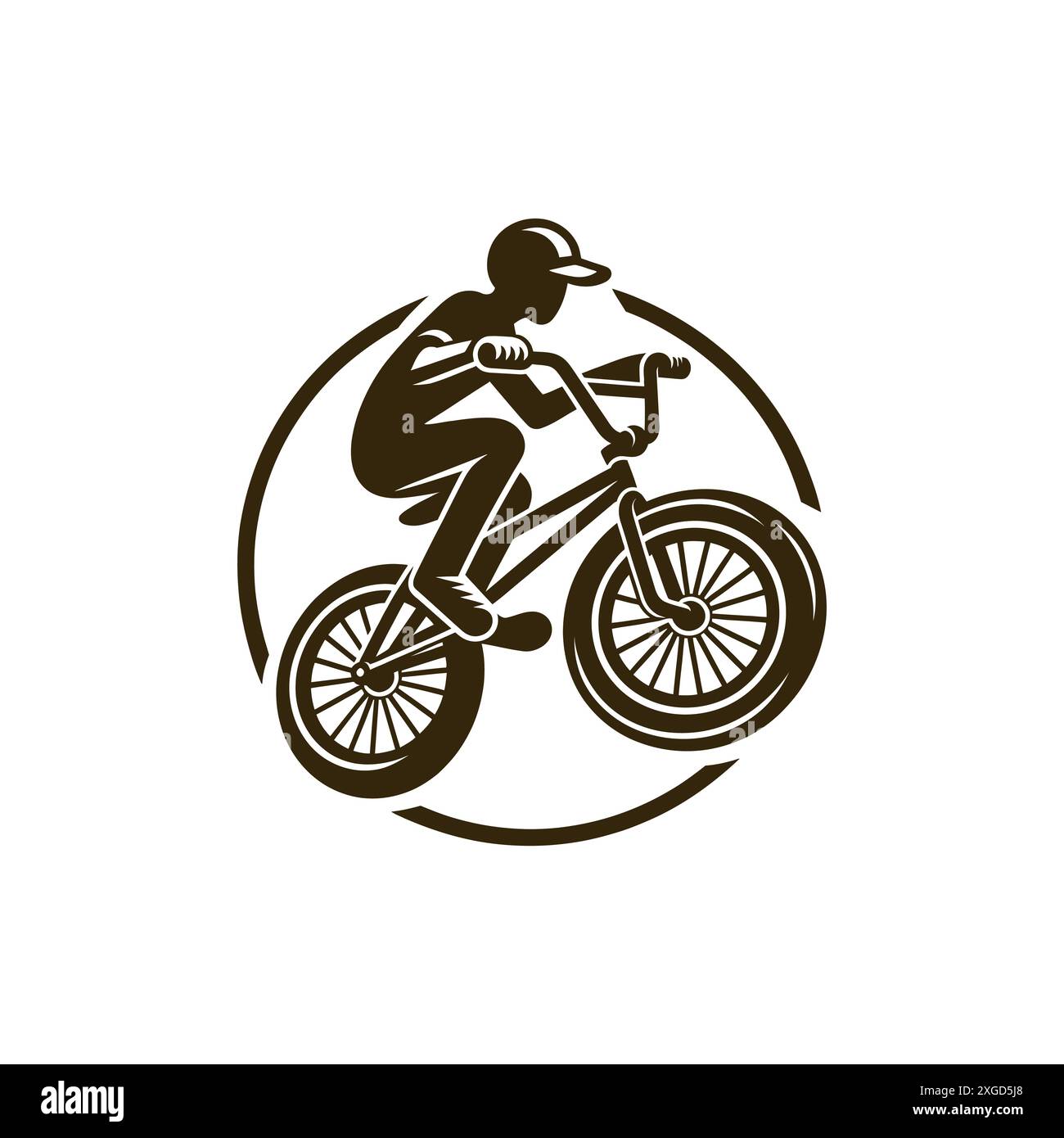 Radfahrer-Silhouette-Illustration auf hellem Hintergrund Stock Vektor