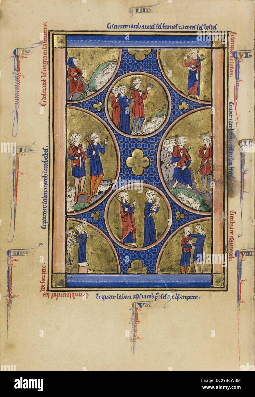 Szenen aus dem Leben von Jakob; Wenzel Psalter, um 1250–1260. Stockfoto