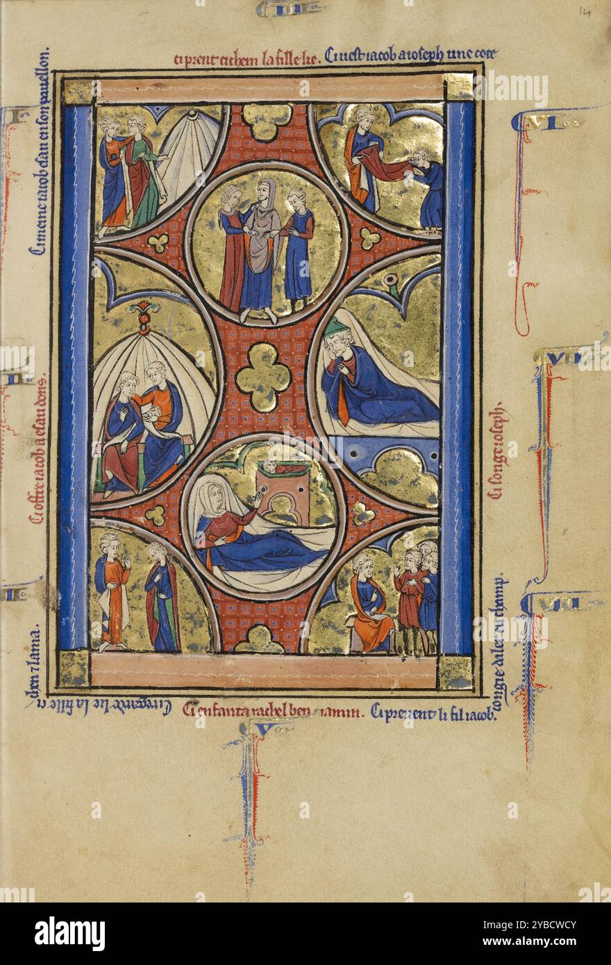 Szenen aus dem Leben von Jakob und Joseph; Wenzelaus Psalter, um 1250–1260. Stockfoto